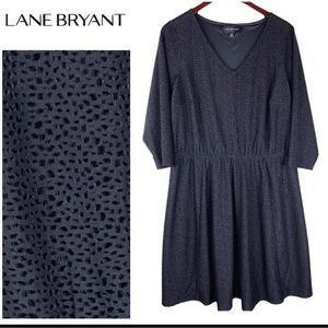 Lane Bryant animal Print Dress black Flocked V-Neck 18/20